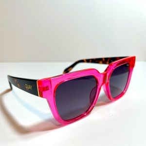Quay PSA Neon Pink Tortoise Square Women's Sunglasses ID:49796